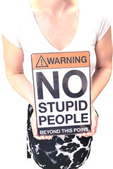 AMERICAN WIT 8″ x 12″ Metal Sign (Warning – NO Stupid People Beyond This Point)