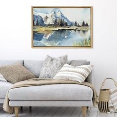 Wall26 Alpine Reflections Framed Wall Art Mountain Views Abstract Canvas Print