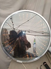 Maxell 20in Round Illuminated Wall Accent Mirror Silver Chrome Metal Frame 1973