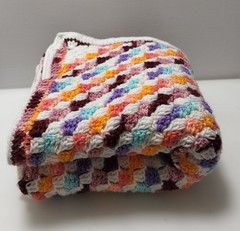 Crochet Afghan Striped Throw Lap Blanket colorful 48×48 Acrylic And Cotton Yarn