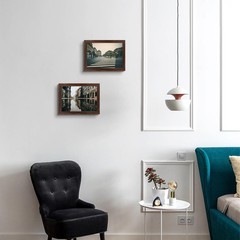 2 Pack A4 Dark Brown Engineered Wood Picture Frames Plexiglass Wall Display