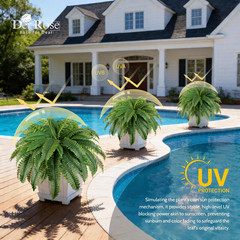 2 Pack 45″/60 Leaves Large Fake Ferns, UV Resistant Outdoor Artificial Plants Fa