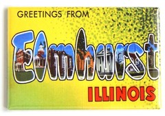 Greetings from Elmhurst Illinois FRIDGE MAGNET travel souvenir