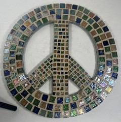 MOSAIC PEACE SYMBOL WALL ART CUSTOM MADE DESIGN. 1 Of A Kind Beautiful Piece.