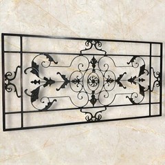 Wrought Iron Rectangular Rustic Wall Decor Scroll Design 39 in x 19.5 in