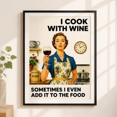 Funny Kitchen Wine Lover Poster Print Sarcastic Vintage Home Decor British Humor