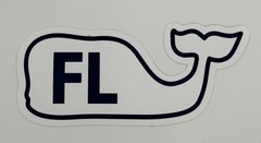 Vineyard Vines “FL” Florida in Black on White Whale Sticker Decal New