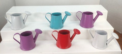 Spring/Summer Decorative 8 Small 2″T Multi Colors Tin Watering Cans Décor NIP