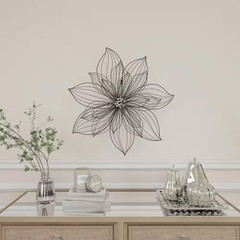 26 In. X 26 In. Metal Black 3D Wire Floral Wall Decor with Crystal Embellishment