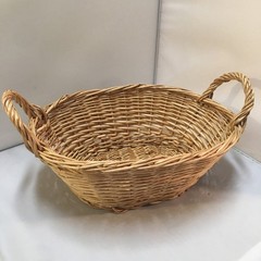 Wicker Basket Home Decor Medium Tan Oval Dual Handle Cottagecore Farmhouse