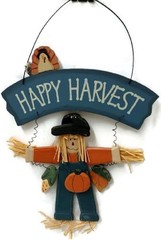 Happy Harvest Scarecrow Wood Sign – 15 Inches