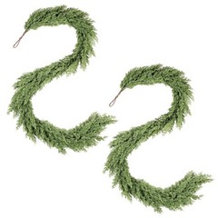 2PCS Real Touch Pinus Garland for Christmas Holiday Seasonal Home Decor, 6FT