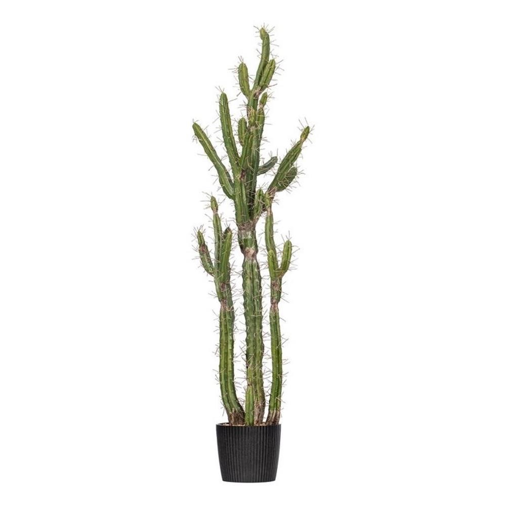 Pemberly Row 56.5″ Plastic Artificial Cactus with Black Planters Pot in Green