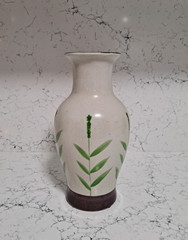 Ceramic Table Vase Hand‑Painted Leaf Design Modern Minimalist Botanical Decor