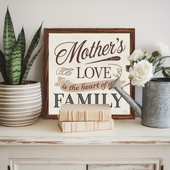 Family Heart Mother’s Love Wooden Plaque Mother’s Day Farmhouse Decoration Gift