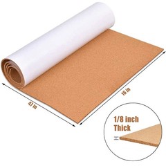 Self-Adhesive Cork Board Roll 47×16 inch 1/8 Thick Bulletin Board Sheet