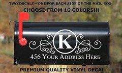 CUSTOM PERSONALIZED VINYL MAILBOX DECAL #4 – SET OF 2 – 16 COLOR CHOICES 5X12