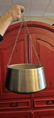 NWT Brushed Silver Dome Style Hanging Basket 11″ Round 7″ Deep Modern Sleek New