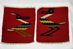 VTG Native Handwoven Wool Bird Tapestry Multicolor Feathered Folk Art Textile