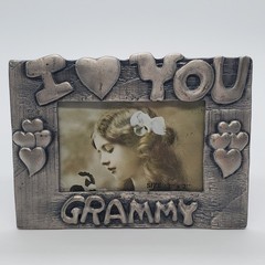I Love You Grammy Mini 3×2″ Photo Frame Pewter Grandmother Picture Vintage Gift