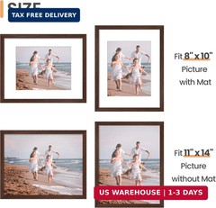 upsimples 11×14 Picture Frame, Display Pictures 8×10 with Mat or 11 x 14 Without