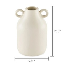 Handcrafted Ceramic Vase Tapered Shape with Round Handles for Flowers