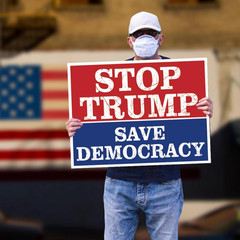 Stop Trump Save Democracy Yard Sign Resist Hate Lawn Sign Anti Trump Sign Double