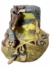 Handcrafted Golfing Sculpture 7in L x 6in W x 4 1/2in H Multi-Color Plaster