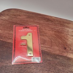Vtg 3 3/4 inch Handcrafted Upper Deck Solid Brass House Number «1» Sealed