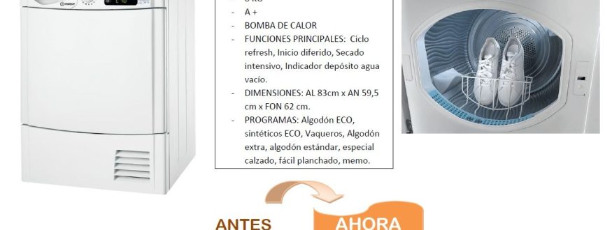 Secadora indesit de 8kg de color blanca IDPE G45 A plus ECO Bomba de calor en oferta, situados en Decoracion Bravo,Valdemorillo, Madrid